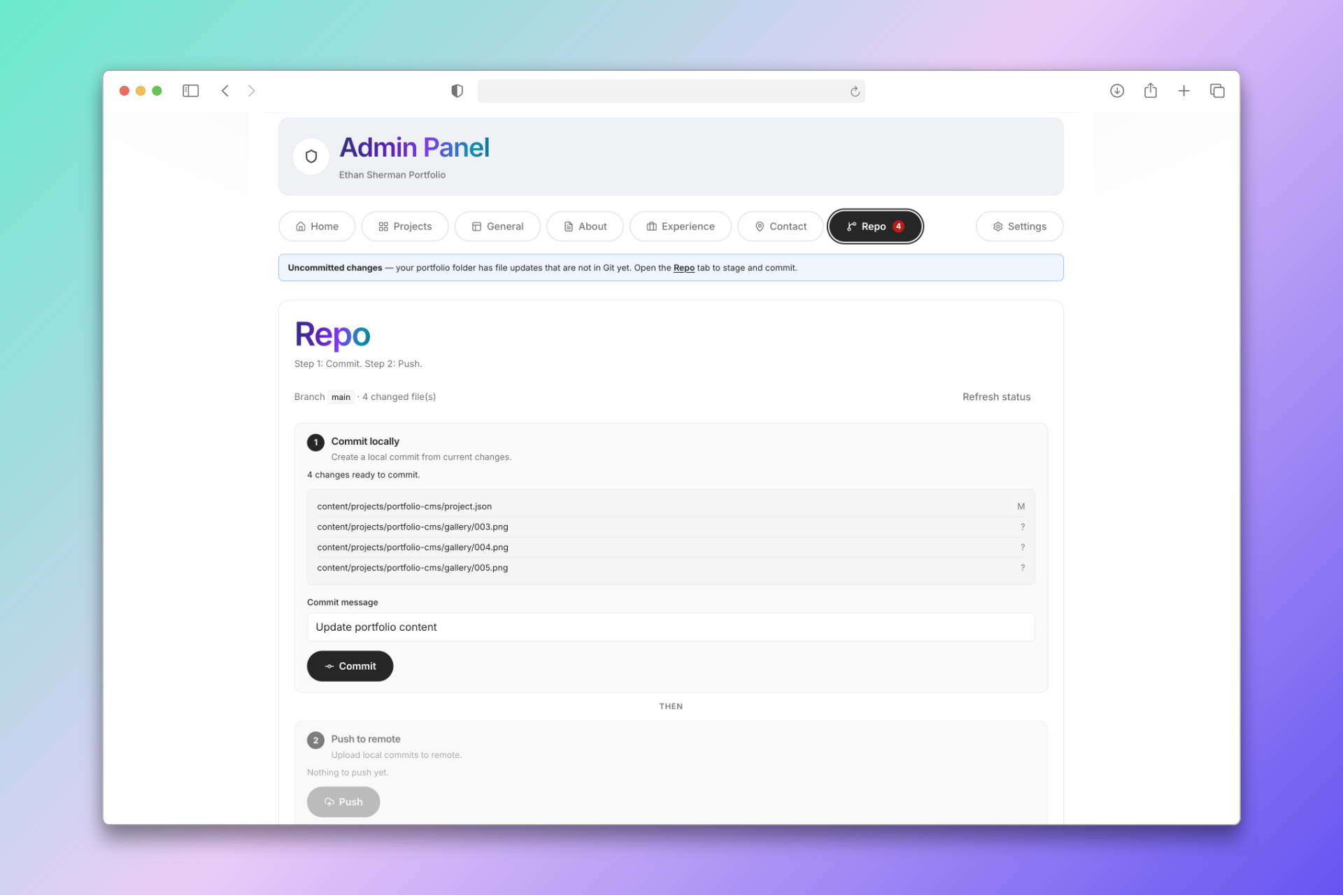 Edits staged to commit to Git